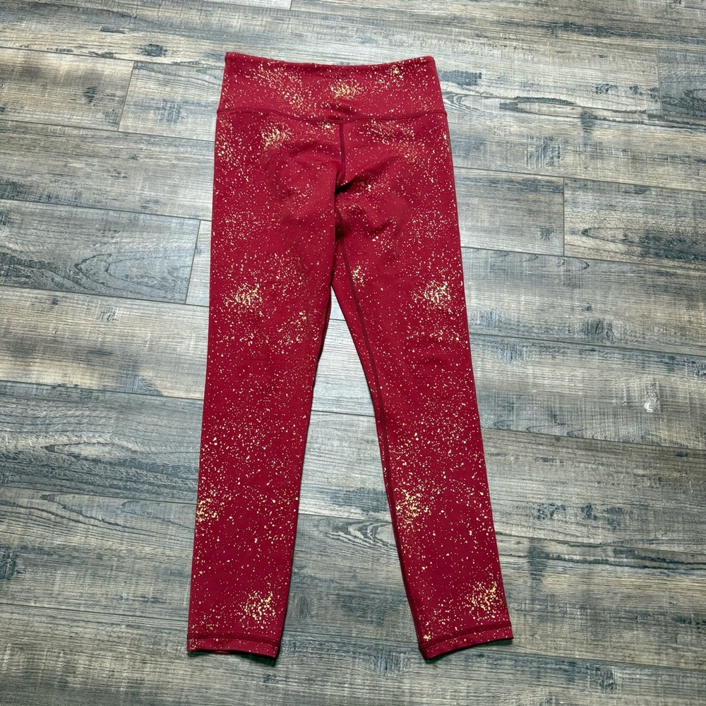 ZYIA Active Red Gold Flake Workout Leggings